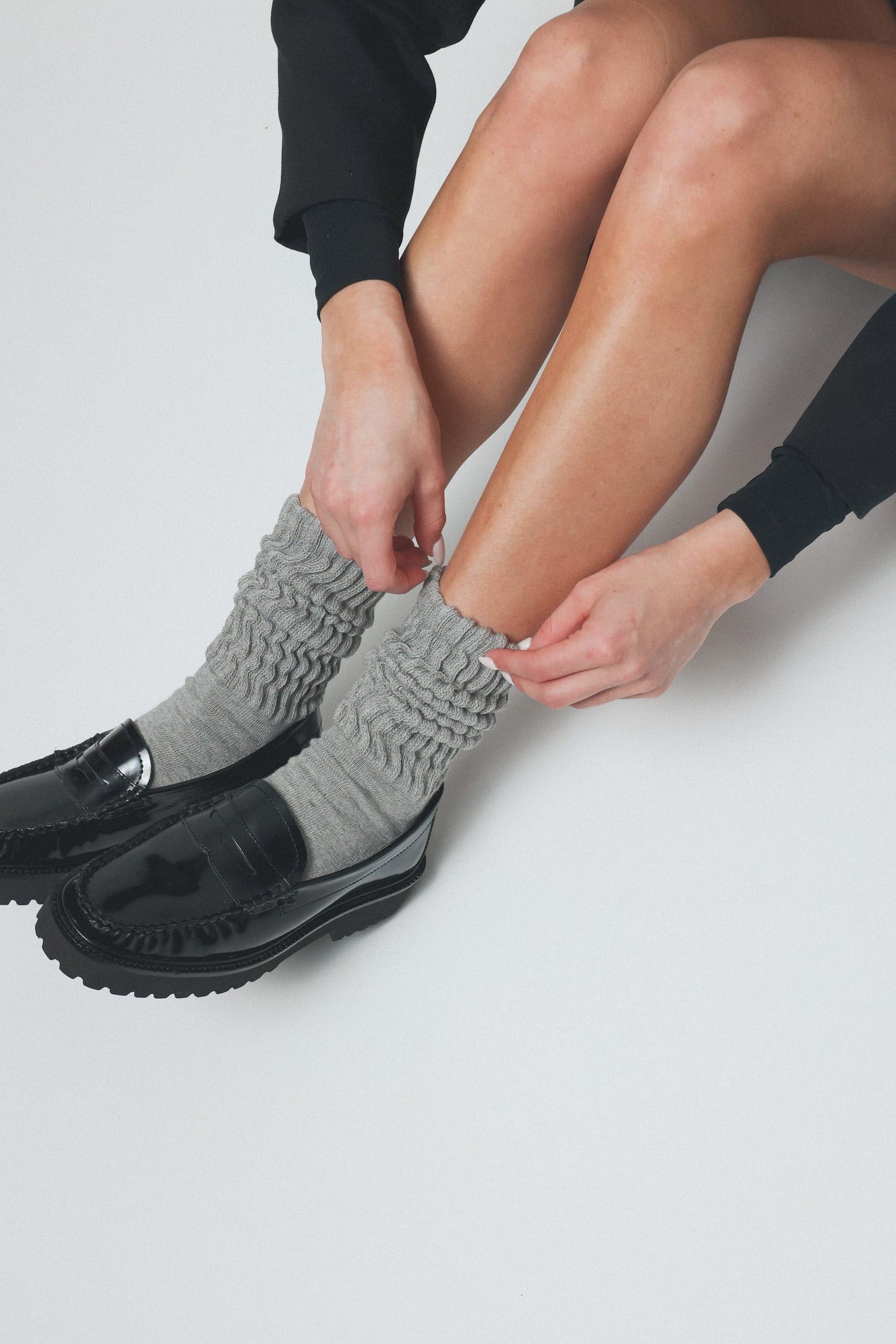 Slouch Grip Socks - Heather Grey