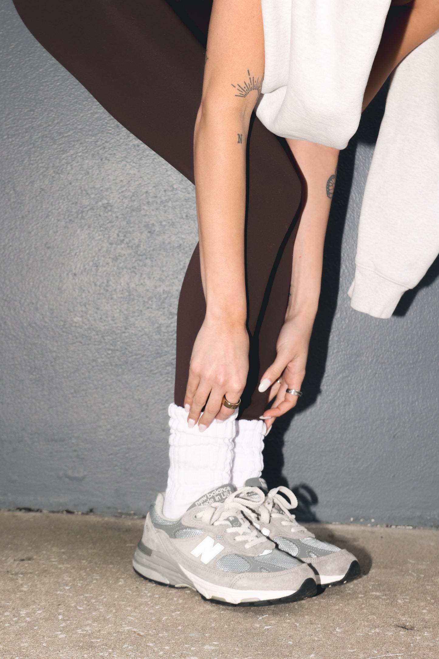 Slouch Grip Sock - White